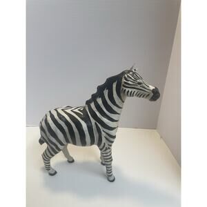 Vintage Leather Wrapped Zebra Sculpture 12” Tall By 11.5” From Tail Glass Eyes